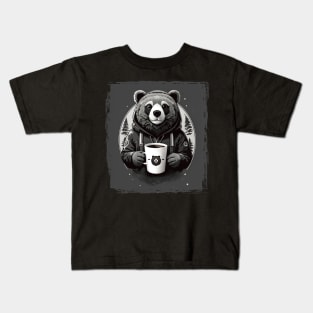 Bear with cup of coffee Kids T-Shirt